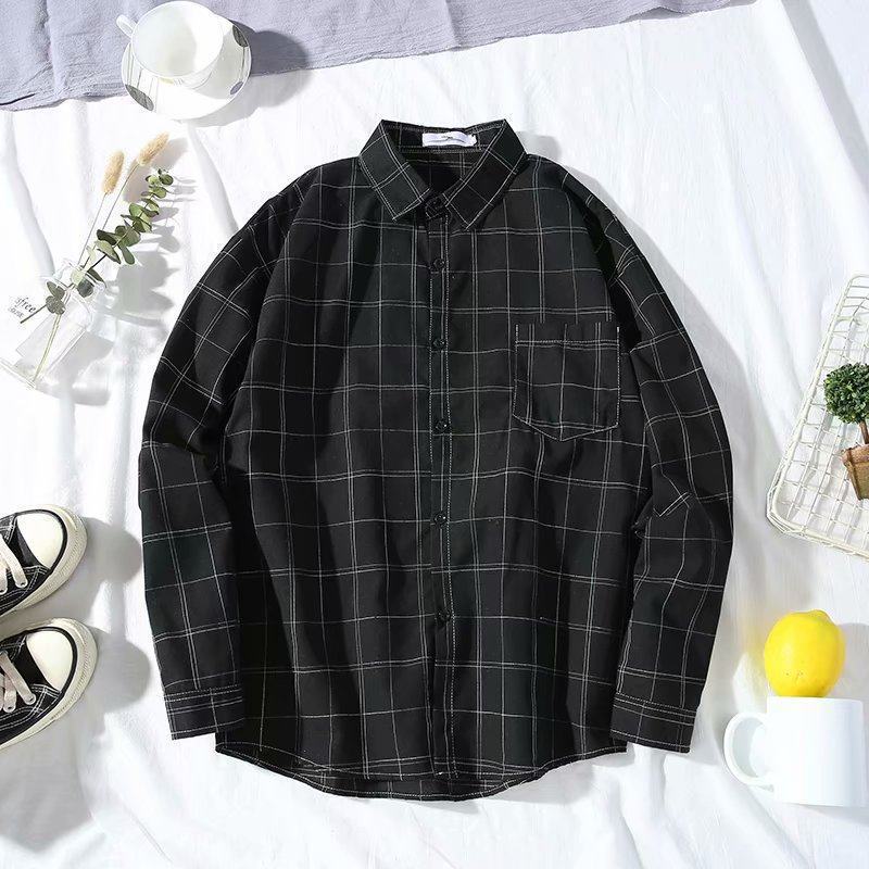Mens Slim-Fit Casual Lightweight Long-Sleeve Plaid Shirt